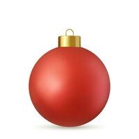 3d red Christmas ball Isolated on white background. . New year toy decoration. Holiday decoration element. 3d rendering. Vector illustration