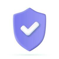 3d Shield protected icon with check. Security, guaranteed icon. Vector illustration