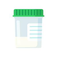 Medical analysis laboratory test sperm in plastic jars on a white background. Web site page and mobile app design element. Chemical laboratory analysis. Vector illustration in flat style