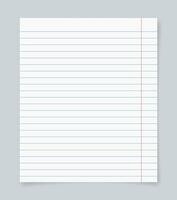 school Blank realistic horizontal lined notebook with shadow. dairy or organizer mockup or template for your text. vector illustration.