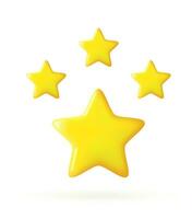 3D Rating stars icon for review product. Collection icon design for game, ui, banner, design for app, interface, game development. Realistic 3d design of the object. Vector illustration