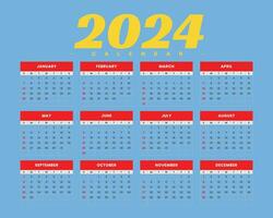 Multicolor calendar design for new year 2024 vector