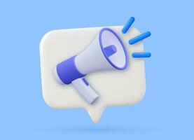 3d megaphone speaker or loudspeaker bullhorn for announce promotion, Marketing time concept. social media marketing symbol concept. 3d rendering. Vector illustration