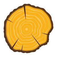 árbol crecimiento anillos icono. cruzar sección de árbol tocón aislado en blanco antecedentes. vector ilustración en plano diseño