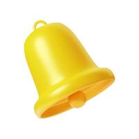 Notification 3D icon. Cute yellow bell. 3D Model render for design. Email web symbol, mobile phone app, template, copy space. Vector illustration