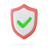 3d Shield protected icon with check. Security, guaranteed icon. checkmark on shield symbol, safety concept. Vector illustration