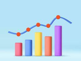 3D bar chart icon. Element of colored charts and diagrams for mobile concept and web apps.Finance business economics concept. 3d rendering. Vector illustration