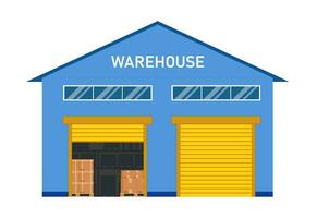 Modern Warehouse Building loading docks. Storage center logistics.Isolated object white background. Vector illustration in flat style