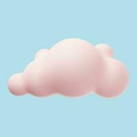 3d pink realistic simple clouds isolated on blue background. Render soft round cartoon fluffy clouds icon in the sky. Vector illustration