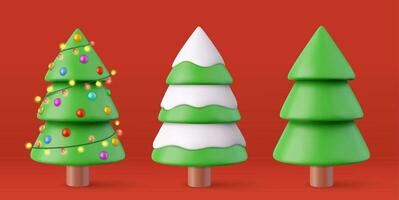 3d Christmas sparkling bright tree vector