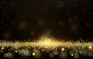 Abstract background. A golden glow with magical dust. Gold backlight. golden glitter dust. Sparkling glittery background decoration. Vector illustration