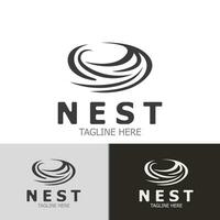 Bird nest logo branch natural root tree spring template vector