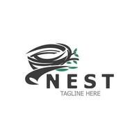 Bird nest logo branch natural root tree spring template vector