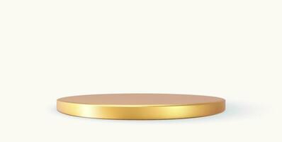 3d gold round podium with shadow. Round winner pedestal. 3d empty platform. 3d rendering. Vector illustration