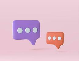 Blank speech bubble pin isolated on background 3D rendering. Social network communication concept. 3d render. Vector illustration