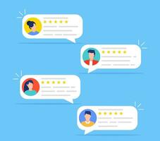 User reviews and feedback concept. User reviews online. Customer feedback review experience rating concept. User client service message. Vector illustration in flat style