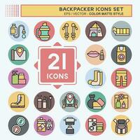 Icon Set Backpacker. related to Holiday symbol. color mate style. simple design editable. simple illustration vector