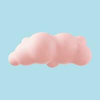 3d pink realistic simple clouds isolated on blue background. Render soft round cartoon fluffy clouds icon in the sky. Vector illustration