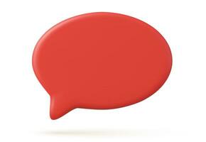 Blank red speech bubble pin isolated on white background 3D rendering. Social network communication concept. Vector illustration