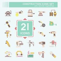 Icon Set Construction. related to Building symbol. flat style. simple design editable. simple illustration vector