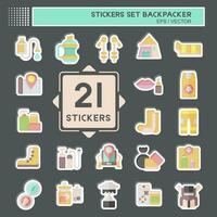 Sticker Set Backpacker. related to Holiday symbol. simple design editable. simple illustration vector