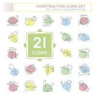 Icon Set Construction. related to Building symbol. Color Spot Style. simple design editable. simple illustration vector