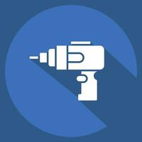 Icon Cordless Drill. related to Construction symbol. long shadow style. simple design editable. simple illustration vector