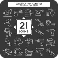 Icon Set Construction. related to Building symbol. chalk Style. simple design editable. simple illustration vector