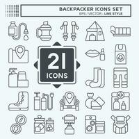 Icon Set Backpacker. related to Holiday symbol. line style. simple design editable. simple illustration vector