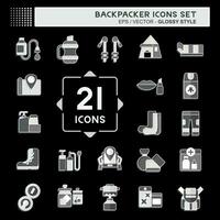 Icon Set Backpacker. related to Holiday symbol. glossy style. simple design editable. simple illustration vector