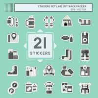 Sticker line cut Set Backpacker. related to Holiday symbol. simple design editable. simple illustration vector