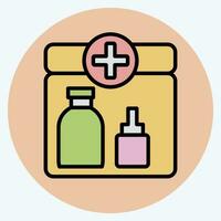 Icon First Aid Kit. related to Backpacker symbol. color mate style. simple design editable. simple illustration vector