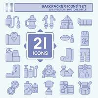 Icon Set Backpacker. related to Holiday symbol. two tone style. simple design editable. simple illustration vector