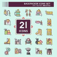 Icon Set Backpacker. related to Holiday symbol. MBE style. simple design editable. simple illustration vector