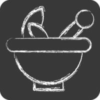 Icon Pestle and Mortar. related to Herbs and Spices symbol. chalk Style. simple design editable. simple illustration vector