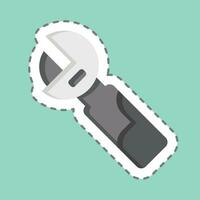 Sticker line cut Adjustable Wrench. related to Construction symbol. simple design editable. simple illustration vector