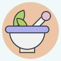 Icon Pestle and Mortar. related to Herbs and Spices symbol. color mate style. simple design editable. simple illustration vector