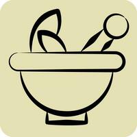Icon Pestle and Mortar. related to Herbs and Spices symbol. hand drawn style. simple design editable. simple illustration vector