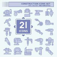 Icon Set Construction. related to Building symbol. two tone style. simple design editable. simple illustration vector