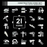 Icon Set Construction. related to Building symbol. glossy style. simple design editable. simple illustration vector