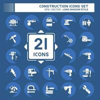 Icon Set Construction. related to Building symbol. long shadow style. simple design editable. simple illustration vector