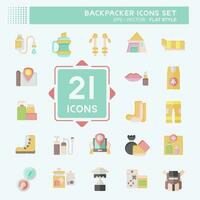 Icon Set Backpacker. related to Holiday symbol. flat style. simple design editable. simple illustration vector