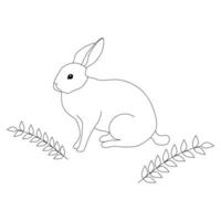 Continuous One line Rabbits outline vector art illustration