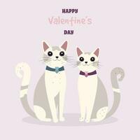 Valentines day cat couple vector