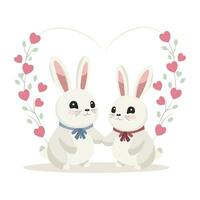 Valentines day rabbits vector