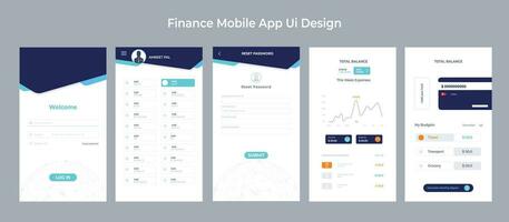 Finance Mobile App Ui Design kit vector
