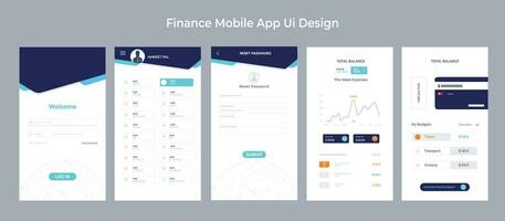 Finance Mobile App Ui Design kit vector