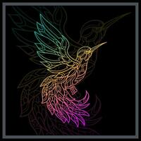 Gradient Colorful Humming bird mandala arts. vector