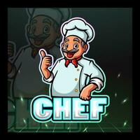 Chef mascot esport logo design. vector