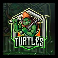 Turtle mascot esport logo design. vector
